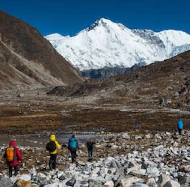 Walking through the Everest base camp